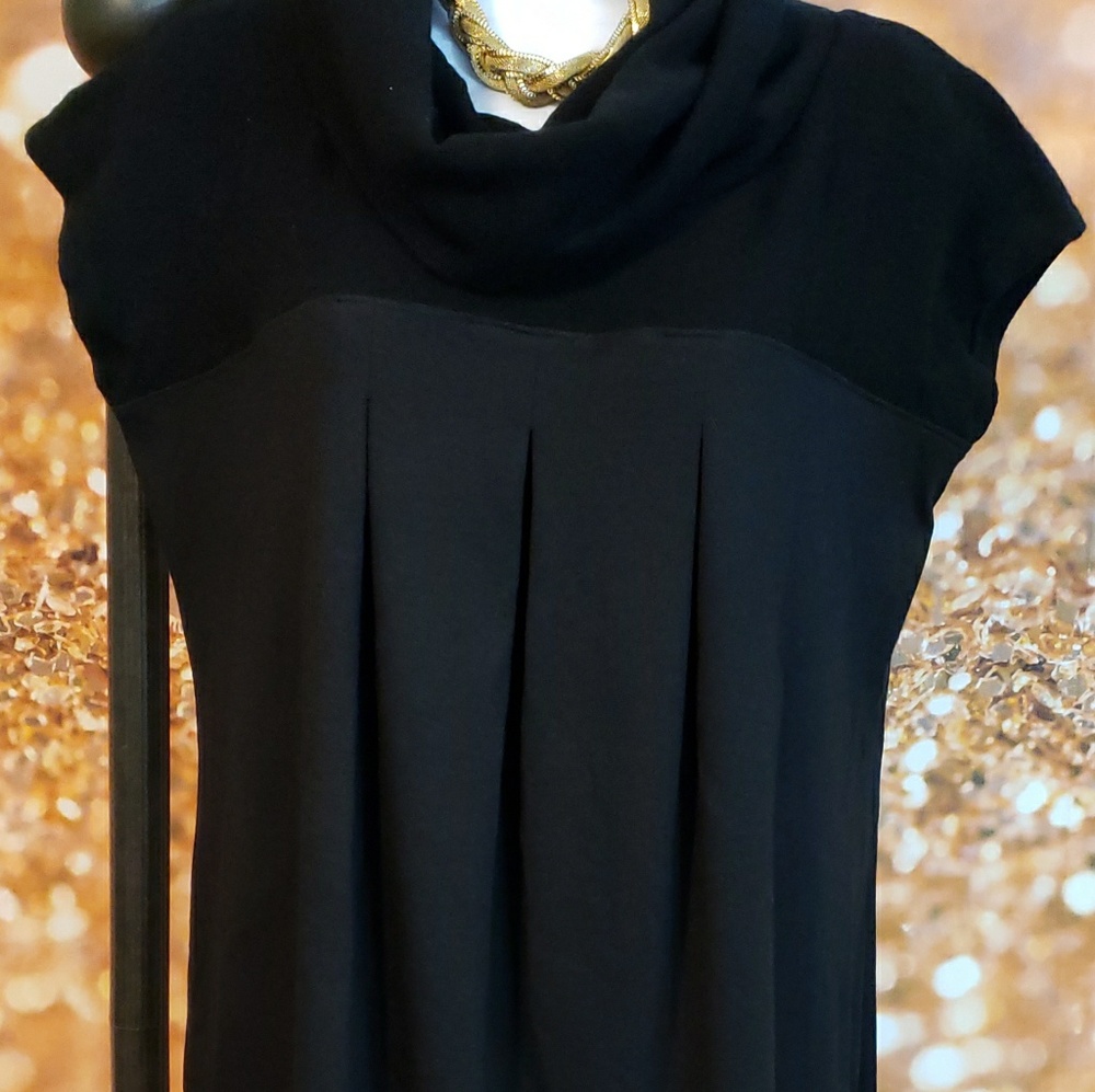 Black cowl neck sweater dress